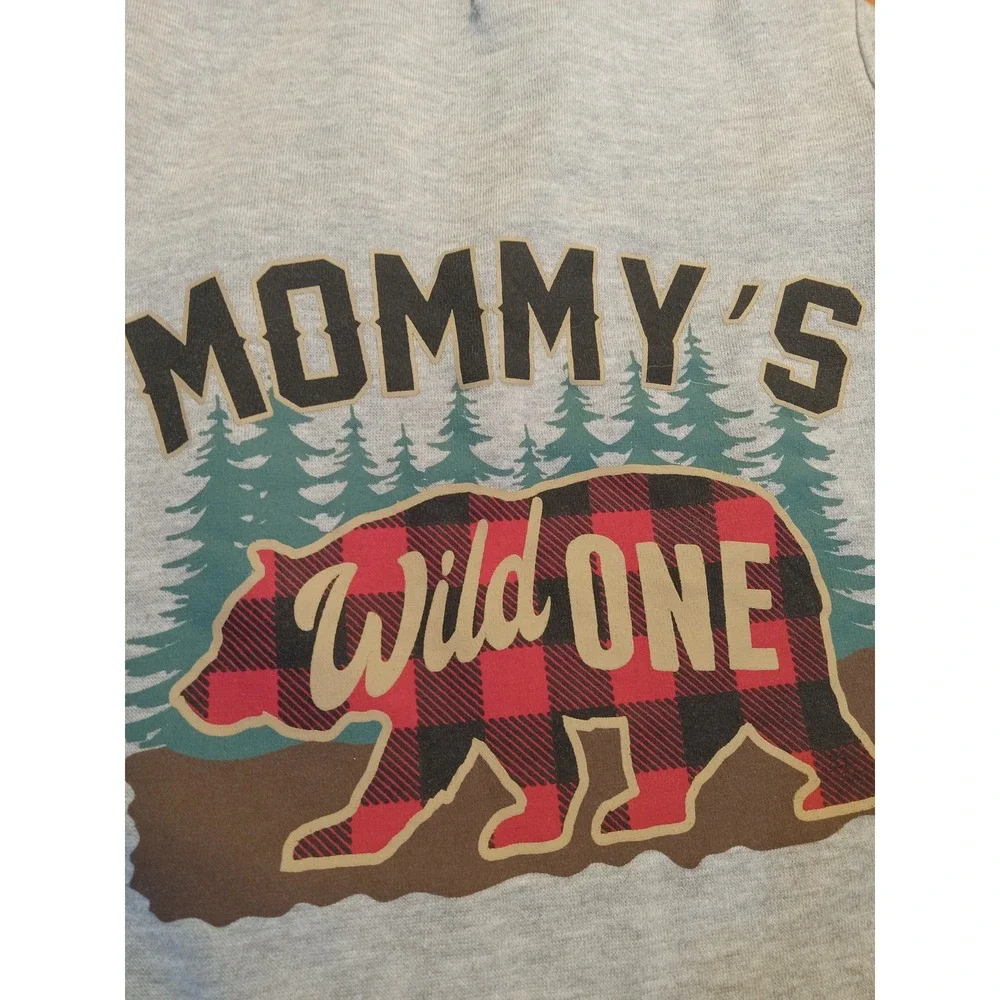 Vibrant Life Pet Hoodie Medium Mommys Wild One Buffalo Plaid Bear Sleeveless